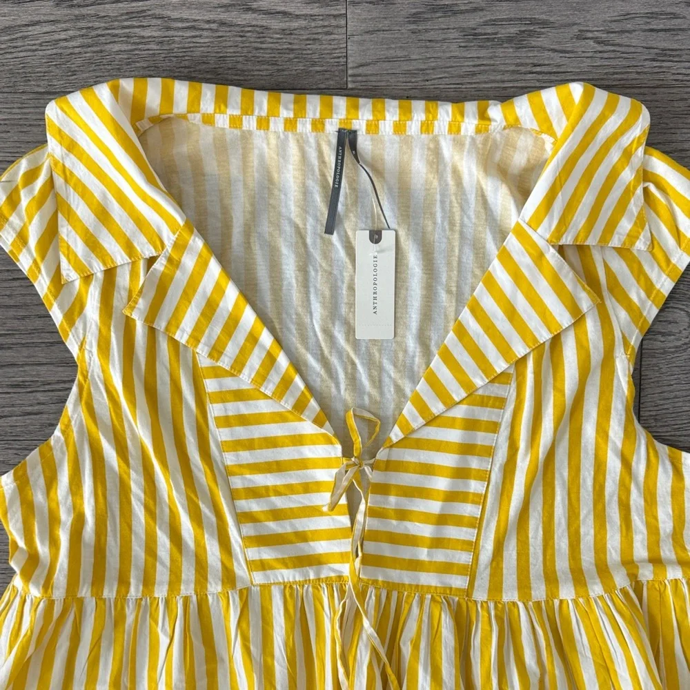 🌼ANTHROPOLGIE🌼 NWT Yellow Striped Sleeveless Top, Size XL - Picture 2 of 10